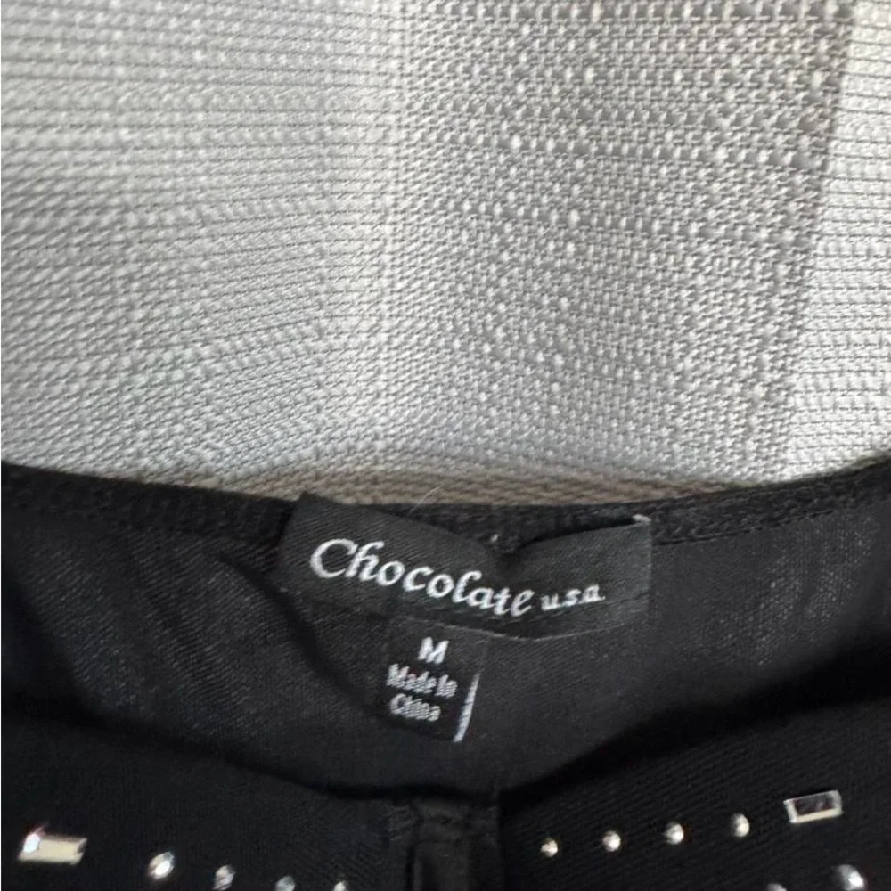 Chocolate Black Crystal-Embellished One-Piece Bodysuit - Picture 2 of 3